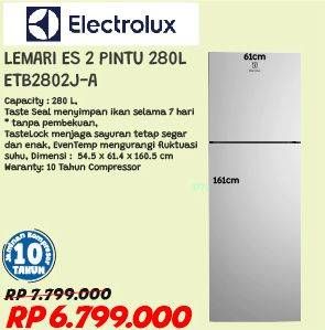 Promo Harga ELECTROLUX ETB2802J-A UltimateTaste 300 top freezer refrigerator  - Courts