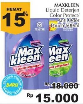 Promo Harga MAX KLEEN Liquid Detergent Anti Odor, Color Protector 600 ml - Giant