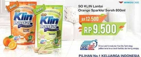 Promo Harga SO KLIN Pembersih Lantai Orange, Sereh Lemon Grass 800 ml - Indomaret