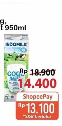 Promo Harga Indomilk Susu UHT Cokelat, Full Cream Plain 950 ml - Alfamart