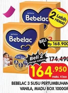 Promo Harga Bebelac 3 Susu Pertumbuhan Madu, Vanila 1000 gr - Superindo