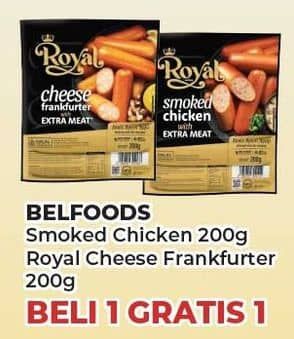 Promo Harga Belfoods Royal Sausages Smoked Chicken, Cheese Frankfurter 200 gr - Yogya