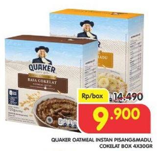 Promo Harga Quaker Oatmeal Pisang Madu, Coklat 4 pcs - Superindo