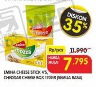 Promo Harga EMINA Cheese Stick 4's, Cheddar Cheese 170 g (Semua Rasa)  - Superindo