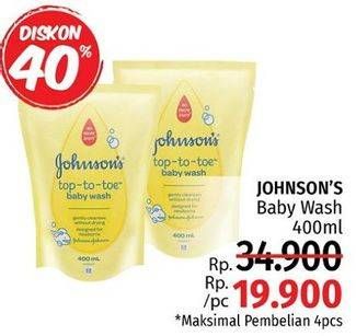 Promo Harga JOHNSONS Baby Wash Top To Toe 400 ml - LotteMart