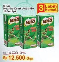 Promo Harga MILO Susu UHT per 3 pcs 190 ml - Indomaret