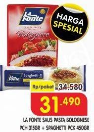 LA FONTE Spaghetti 450gr + Saus Pasta Bolognese 290 gr