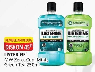 Promo Harga LISTERINE Mouthwash Antiseptic Cool Mint, Zero, Green Tea 250 ml - Alfamart