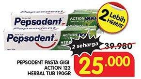 Promo Harga Pepsodent Pasta Gigi Action 123 Herbal 190 gr - Superindo