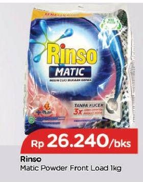 Promo Harga RINSO Detergent Matic Powder Front Load 1 kg - TIP TOP