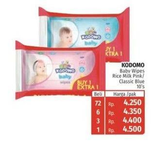 Promo Harga KODOMO Baby Wipes Rice Milk Pink, Classic Blue 10 pcs - Lotte Grosir