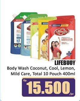 Promo Harga Lifebuoy Body Wash Coconut Fresh, Cool Fresh, Lemon Fresh, Mild Care, Total 10 400 ml - Hari Hari