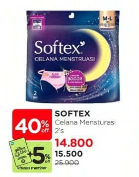 Promo Harga Softex Celana Menstruasi All Size 2 pcs - Watsons