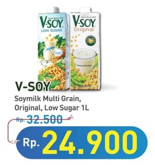 Promo Harga V-soy Soya Bean Milk Multi Grain, Original 1000 ml - Hypermart