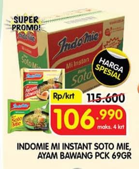 Promo Harga Indomie Mi Kuah Soto Mie, Ayam Bawang per 40 pcs 69 gr - Superindo