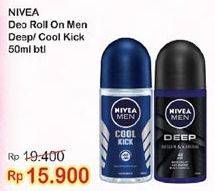 Promo Harga NIVEA MEN Deo Roll On Deep, Cool Kick 50 ml - Indomaret