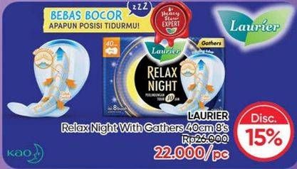 Promo Harga Laurier Relax Night Gathers 40cm 8 pcs - Guardian