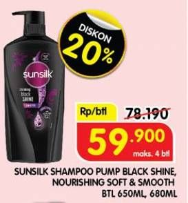Promo Harga Sunsilk Shampoo Black Shine, Soft Smooth 650 ml - Superindo
