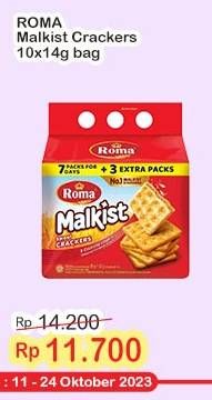 Promo Harga Roma Malkist Crackers per 10 sachet 14 gr - Indomaret
