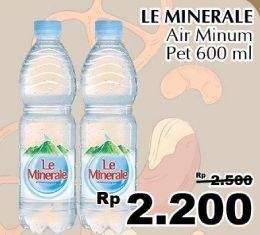 Promo Harga LE MINERALE Air Mineral 600 ml - Giant
