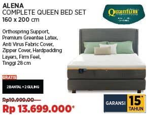 Promo Harga Quantum Alena Complete Queen Bed Set  160 X 200 Cm  - COURTS