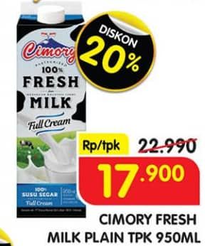 Promo Harga Cimory Fresh Milk Full Cream 950 ml - Superindo