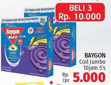 Promo Harga BAYGON Obat Nyamuk Bakar Jumbo per 3 box 5 pcs - LotteMart