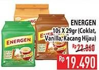 Promo Harga Energen Cereal Instant Chocolate, Vanilla, Kacang Hijau per 10 sachet 30 gr - Hypermart