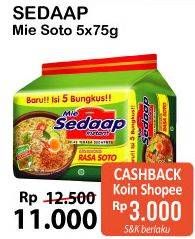 Promo Harga SEDAAP Mie Kuah Soto per 5 pcs 75 gr - Alfamart