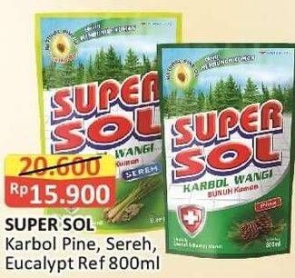 Promo Harga Supersol Karbol Wangi Eucalyptus, Sereh, Pine 800 ml - Alfamart
