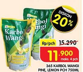 Promo Harga 365 Karbol Wangi Lemon, Pine 750 ml - Superindo