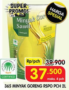 Promo Harga 365 Minyak Goreng Sawit RSPO 2000 ml - Superindo