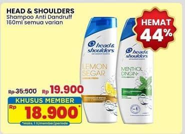 Promo Harga Head & Shoulders Shampoo All Variants 160 ml - Indomaret