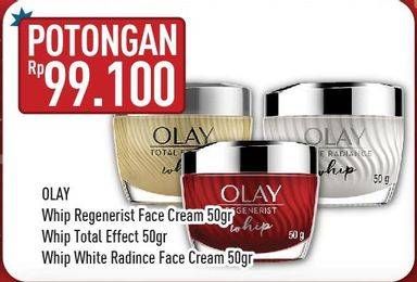 Promo Harga OLAY Whip Regenerist Face Cream, Total Effect, White Radiance Face Cream 50 gr - Hypermart