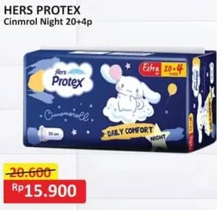 Promo Harga Hers Protex Comfort Night Wing 30cm 24 pcs - Alfamart