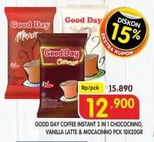 Promo Harga Good Day Instant Coffee 3 in 1 Chococinno, Vanilla Latte, Mocacinno per 10 sachet 20 gr - Superindo