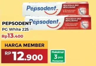 Promo Harga Pepsodent Pasta Gigi Pencegah Gigi Berlubang White 225 gr - Yogya