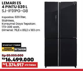 Promo Harga Sharp SJ-IF91PG | Kulkas Side By Side 695 L GB  - COURTS