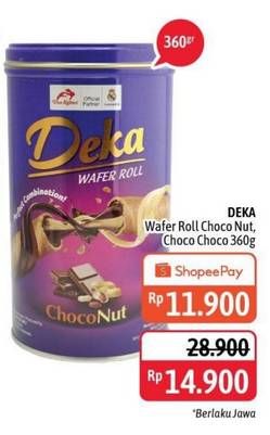 Promo Harga DUA KELINCI Deka Wafer Roll Choco Choco, Choco Nut 360 gr - Alfamidi