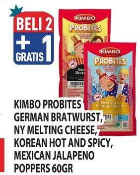 Promo Harga Kimbo Probites Korean Hot Spicy, Mexican Jalapeno Poppers, New York Melting Cheese, Original German Bratwurst 60 gr - Hypermart