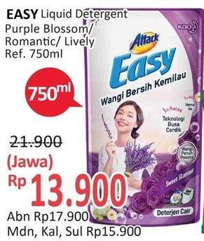 Promo Harga ATTACK Easy Detergent Liquid Purple Blossom, Lively Energetic, Romantic Flowers 750 ml - Alfamidi