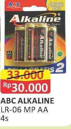 Promo Harga ABC Battery Alkaline AA LR06 4 pcs - Alfamart