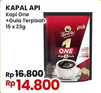 Promo Harga Kapal Api Kopi One + Gula Terpisah per 15 sachet 23 gr - Indomaret