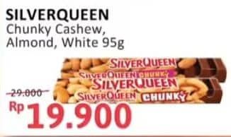 Promo Harga Silver Queen Chunky Bar Cashew, Almonds, White 95 gr - Alfamidi