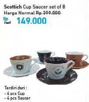 Promo Harga SCOTTICH Cup Saucer Set per 8 pcs - Carrefour