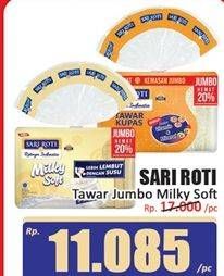 Promo Harga Sari Roti Roti Tawar Milky Soft 540 gr - Hari Hari