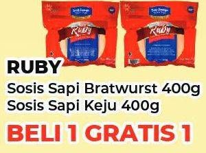 Promo Harga RUBY Sosis Sapi Bratwurst Original, Keju 400 gr - Yogya