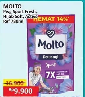 Promo Harga Molto Pewangi Sports Fresh, Hijab Soft Fresh, Active Fresh 780 ml - Alfamart