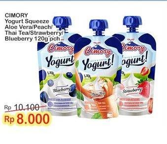 Promo Harga Cimory Squeeze Yogurt Aloe Vera, Peach, Thai Tea, Strawberry, Blueberry 120 gr - Indomaret