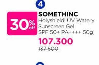 Promo Harga Somethinc Holyshield! UV Watery Sunscreen Gel SPF 50+ PA++++ 50 gr - Watsons
